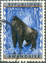 Rwanda 1964 Definitive Issues - Animals - Overprinted 1F.jpg