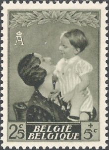 Belgium 1937 Queen Astrid and Prince Baudouin 25c+5c.jpg