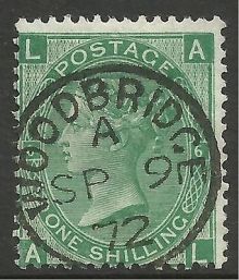 1867 One Shilling Green Plate 6 Large White Corner Letters AL.jpg