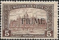 Fiume 1918 Hungarian Definitives "Parliament" - Overprinted g.jpg