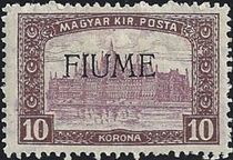Fiume 1918 Hungarian Definitives "Parliament" - Overprinted h.jpg