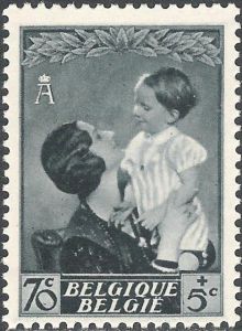 Belgium 1937 Queen Astrid and Prince Baudouin 70c+5c.jpg