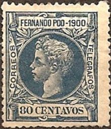 Fernando Poo 1900 Definitives - King Alfonso XIII - Inscribed "1900" 80c.jpg