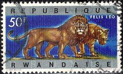Rwanda 1964 Definitive Issues - Animals - Overprinted 50F.jpg
