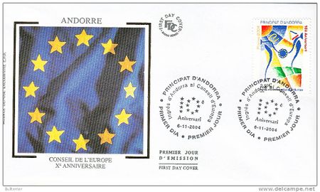 Andorra - French 2004 10th Anniversary of entry to the European Council FDC.jpg
