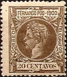 Fernando Poo 1900 Definitives - King Alfonso XIII - Inscribed "1900" 20c.jpg