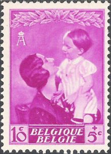 Belgium 1937 Queen Astrid and Prince Baudouin 10c+5c.jpg